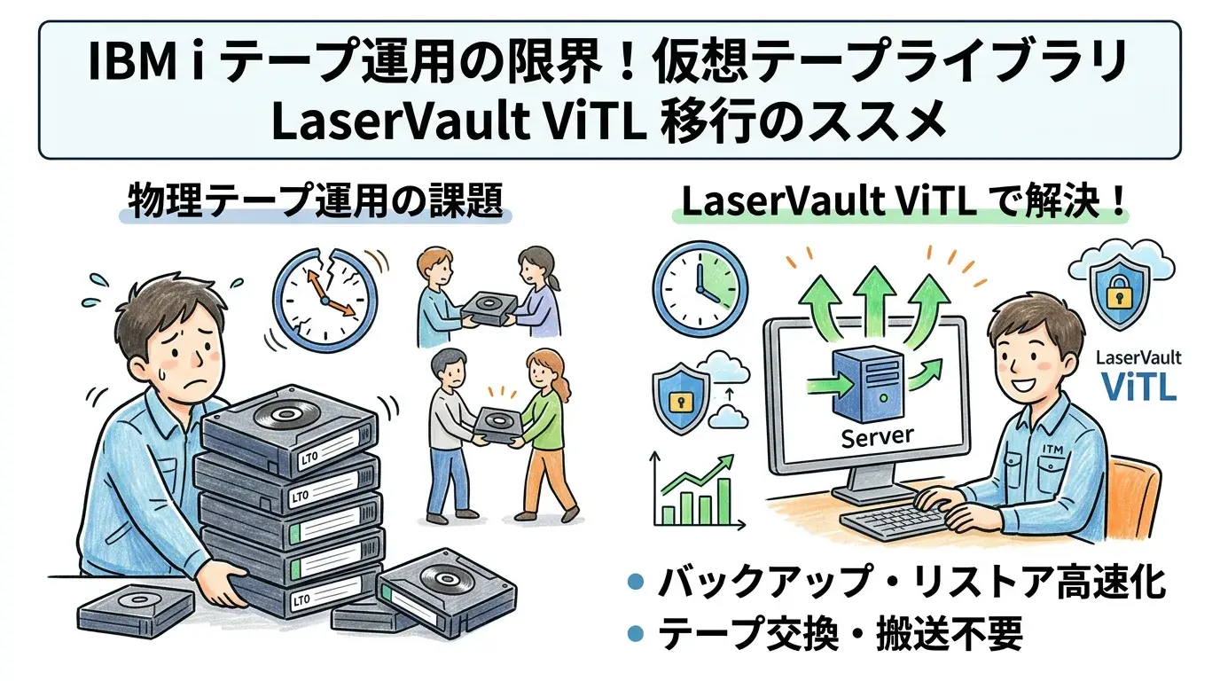 IBM iのテープバックアップに限界を感じたら？LTO運用からLaserVault ViTLへの移行ガイド